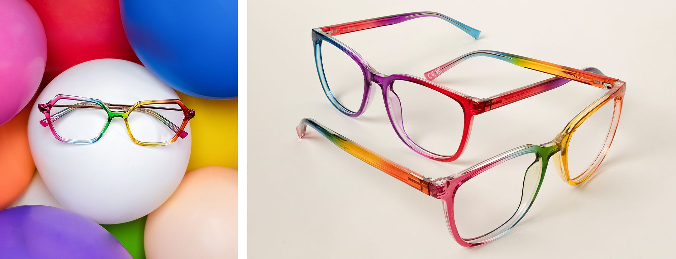 Photo of Pride Collection frames in different angles on balloons